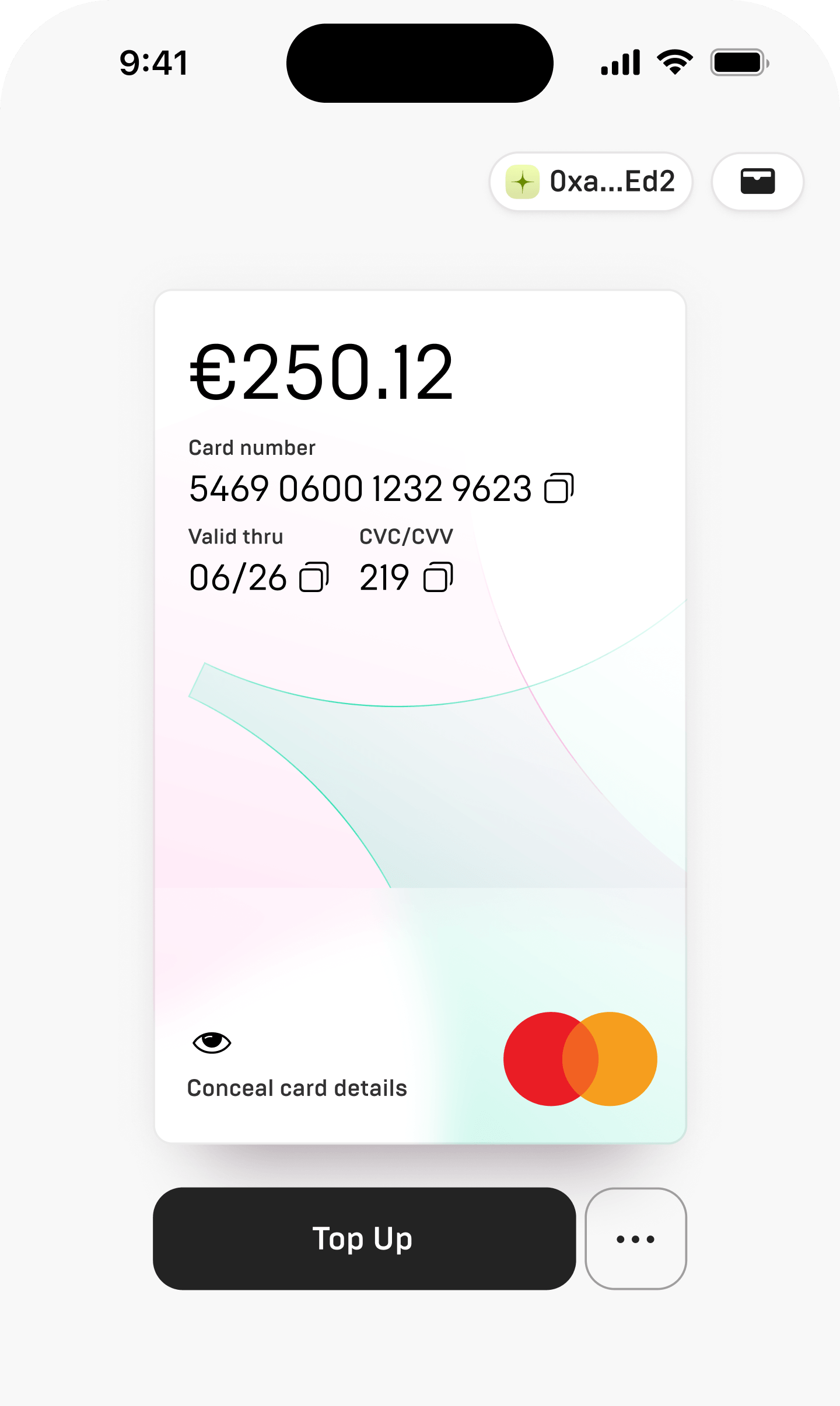 White Spend card design